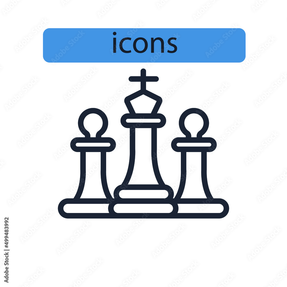 Chess icons symbol vector elements for infographic web Chess icons symbol vector elements for infographic web