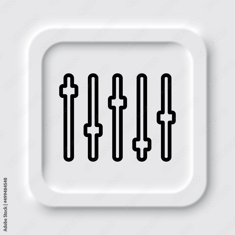 Equalizer slider simple icon. Flat design. Neumorphism design.ai Equalizer slider simple icon. Flat design. Neumorphism design.ai