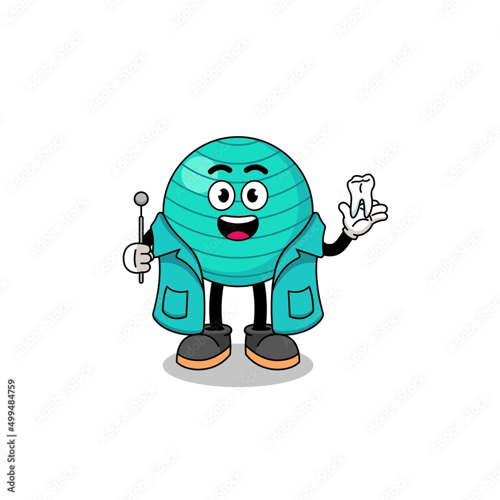 Obraz premium Illustration of exercise ball mascot as a dentist