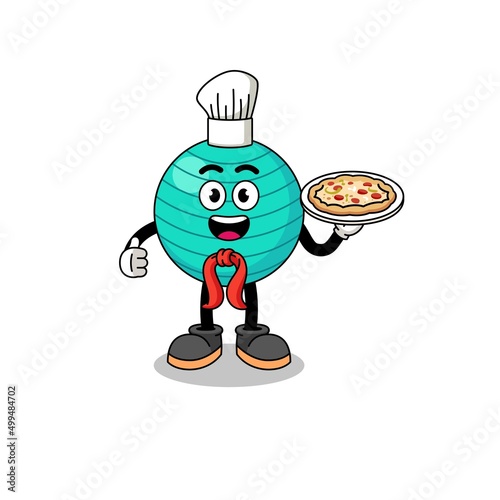 Illustration of exercise ball as an italian chef