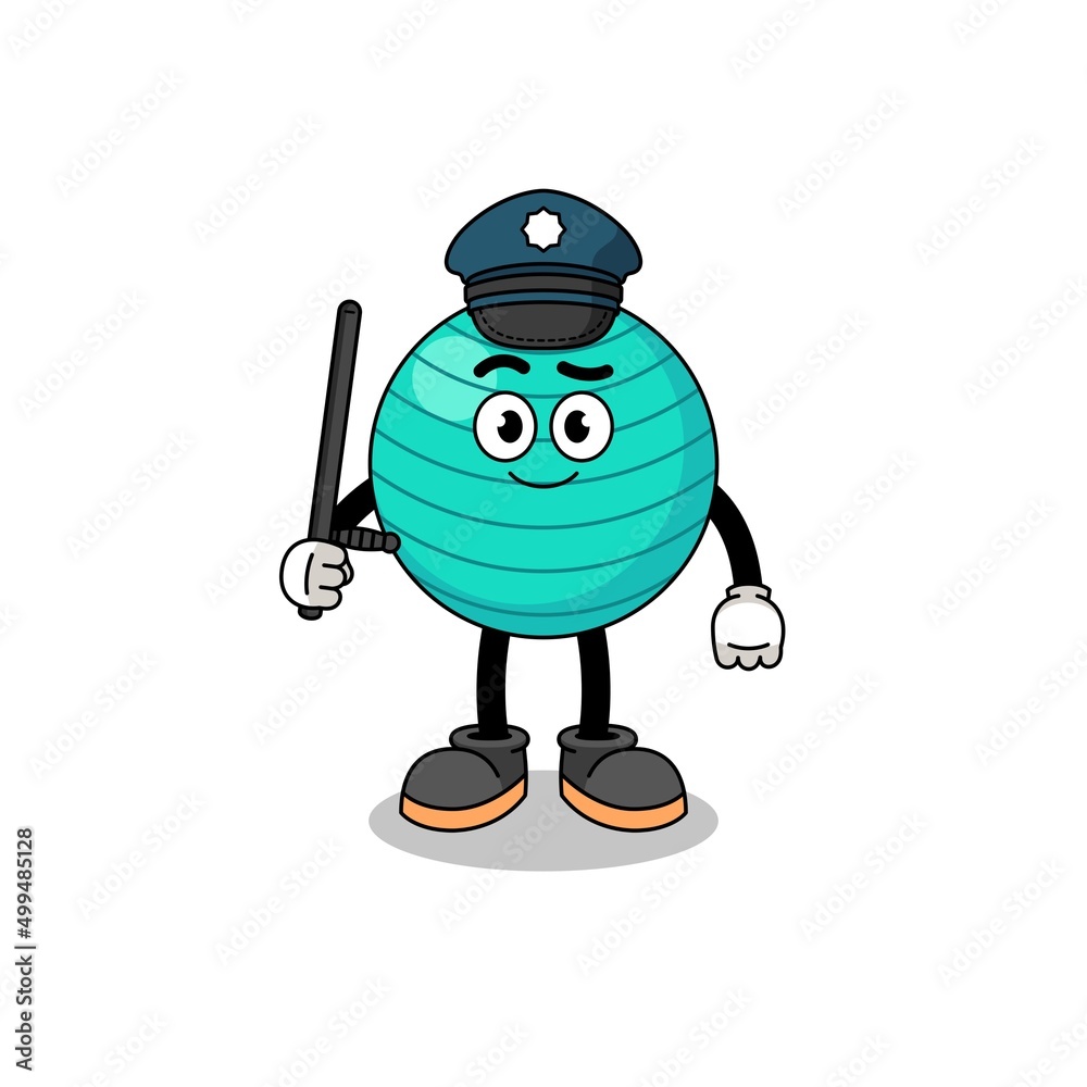 Cartoon Illustration of exercise ball police