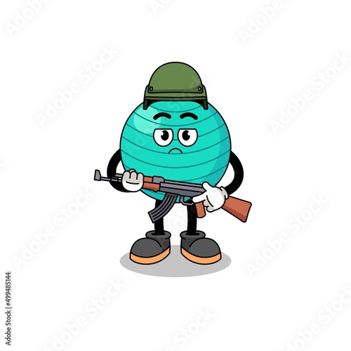 Cartoon of exercise ball soldier