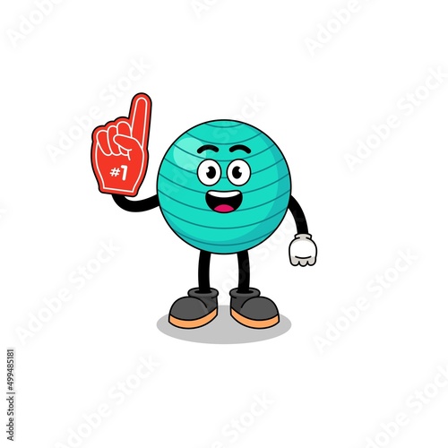 Cartoon mascot of exercise ball number 1 fans