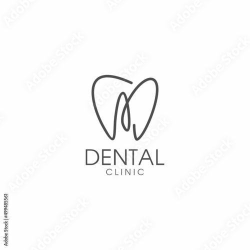 line art letter M dental logo design