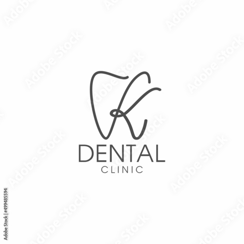 line art letter K dental logo