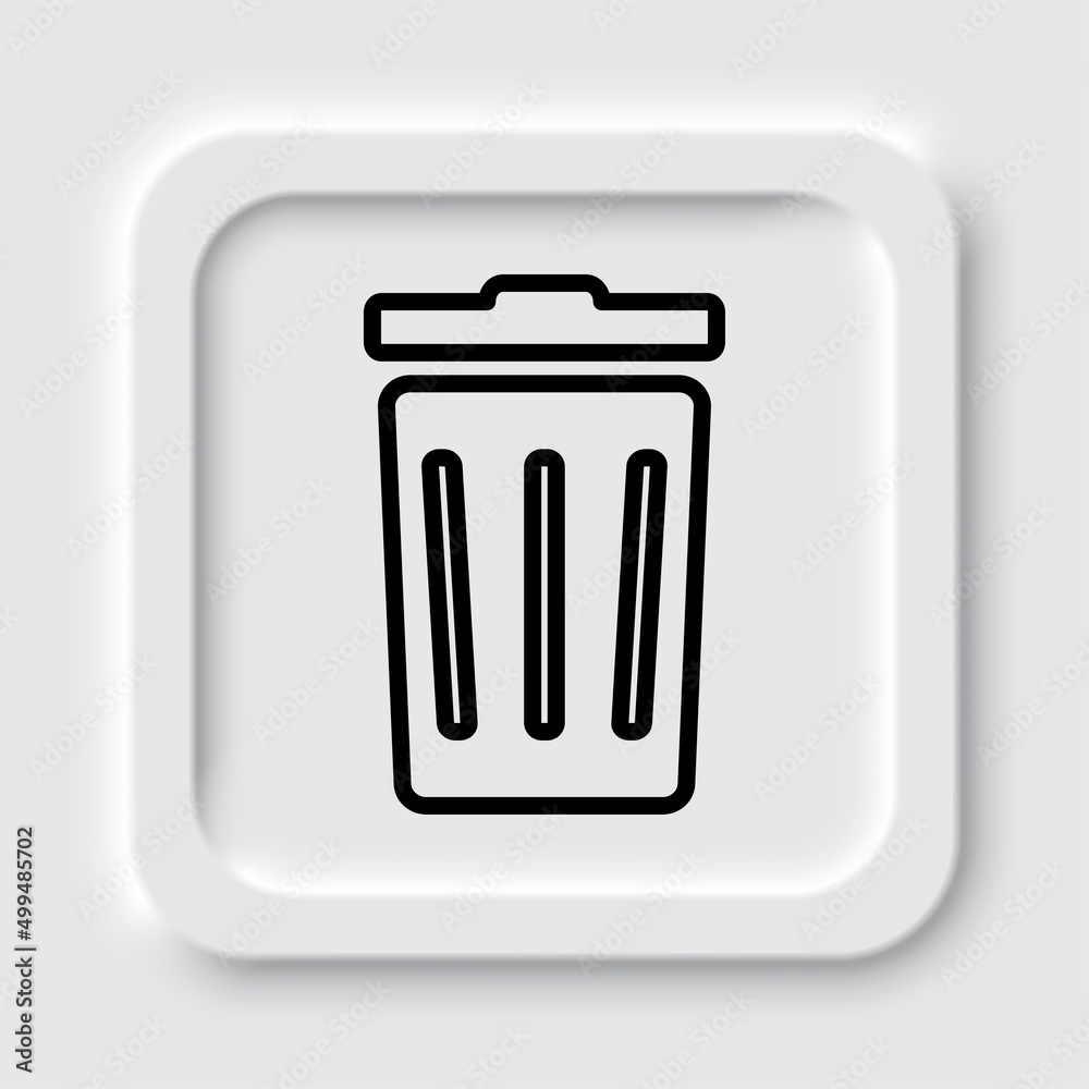 Trashcan simple icon vector. Flat design. Neumorphism design.ai