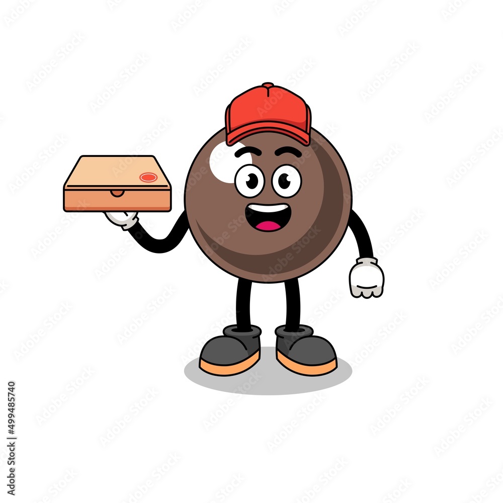 tapioca pearl illustration as a pizza deliveryman tapioca pearl illustration as a pizza deliveryman