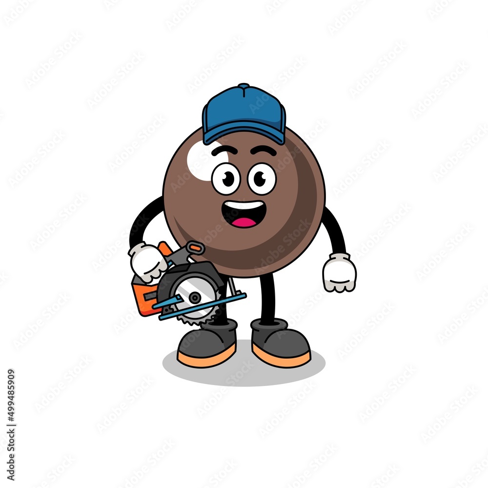 Naklejka premium Cartoon Illustration of tapioca pearl as a woodworker