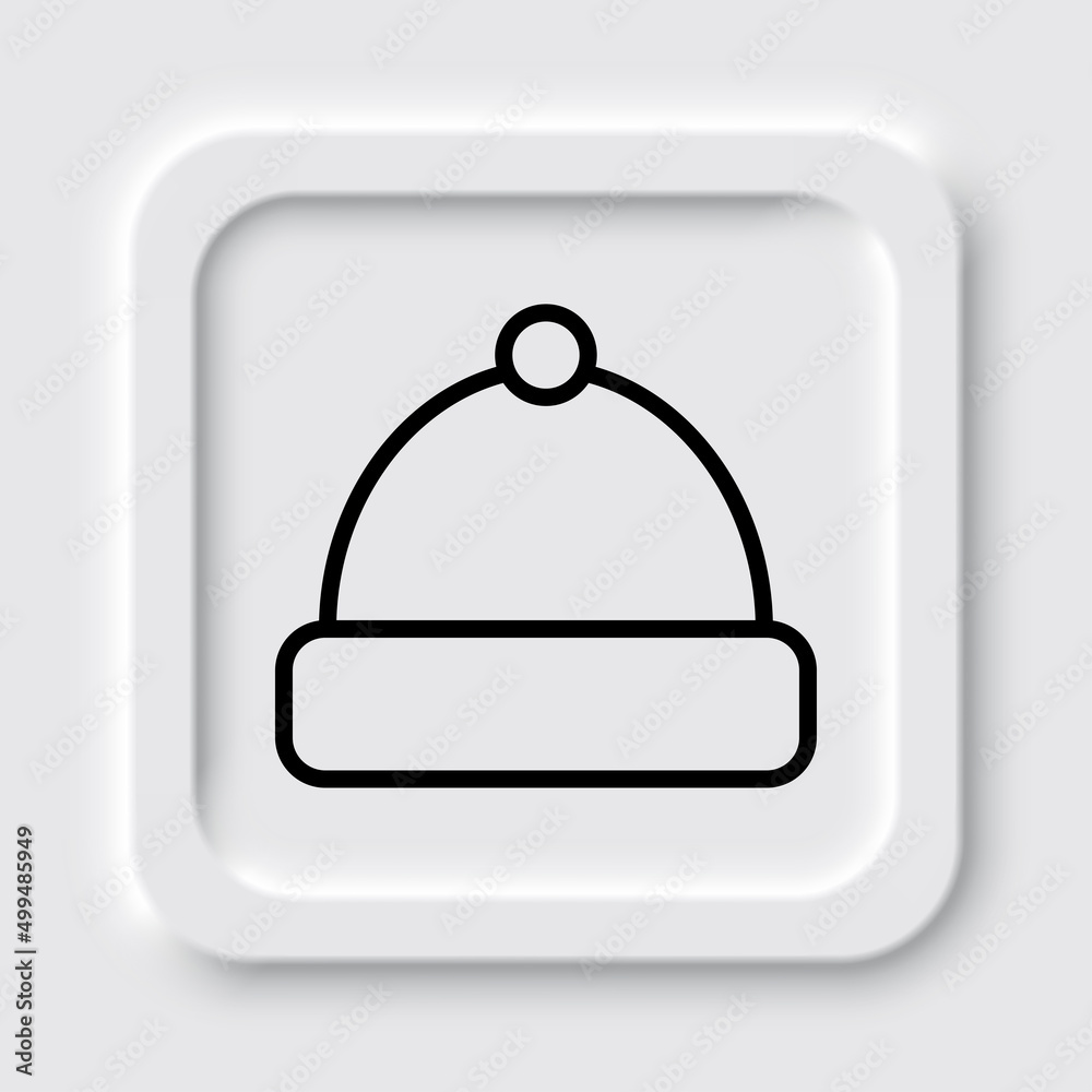 Winter hat simple icon vector. Flat design. Neumorphism design.ai