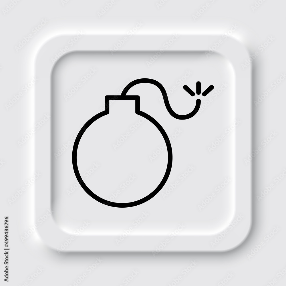 Bomb simple icon. Flat design. Neumorphism design.ai Bomb simple icon. Flat design. Neumorphism design.ai