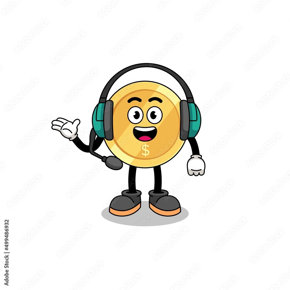 Mascot Illustration of dollar coin as a customer services
