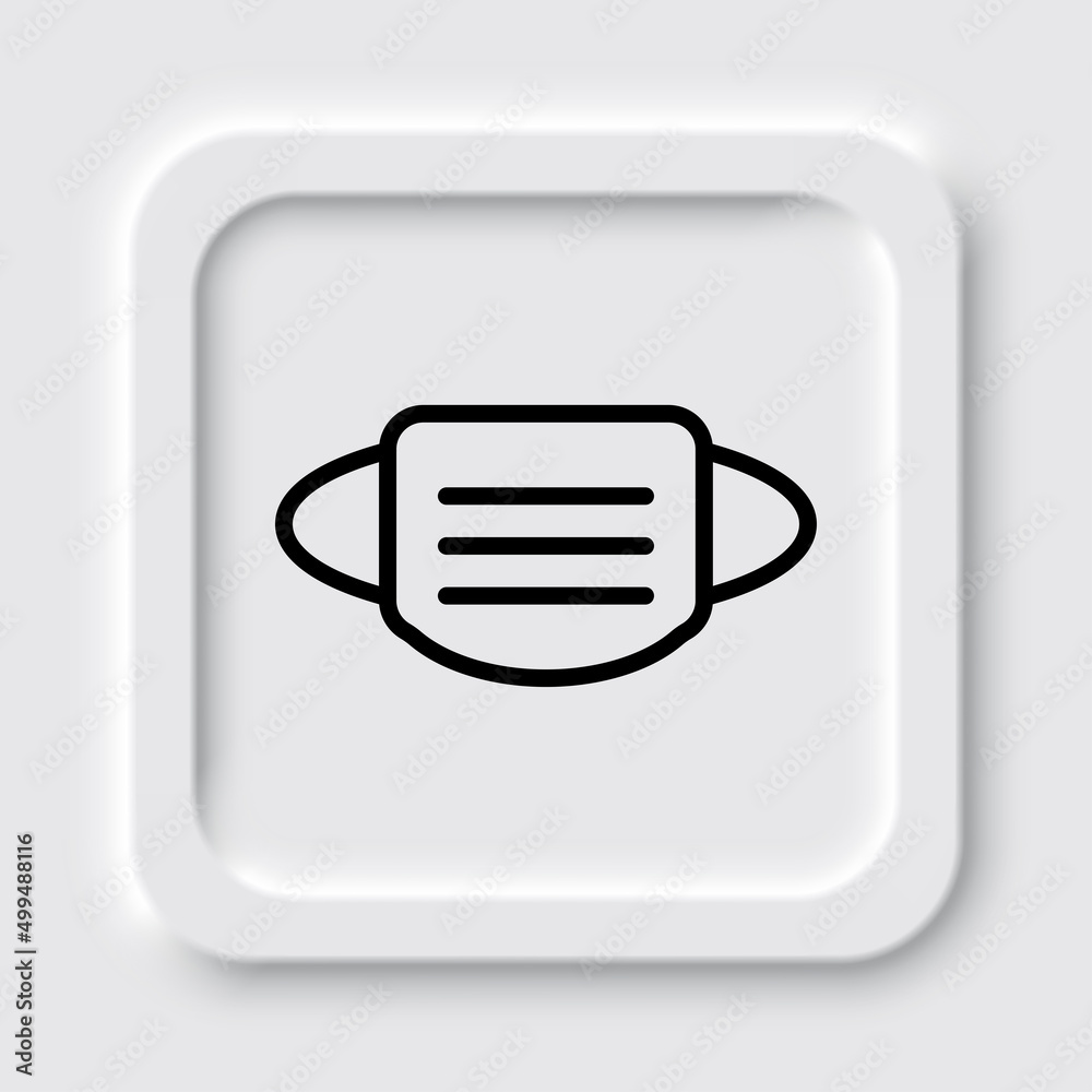 Mask simple icon, vector. Flat design. Neumorphism design.ai Mask simple icon, vector. Flat design. Neumorphism design.ai