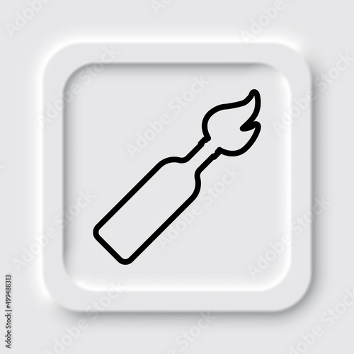 Molotov cocktail simple icon. Flat design. Neumorphism design.ai