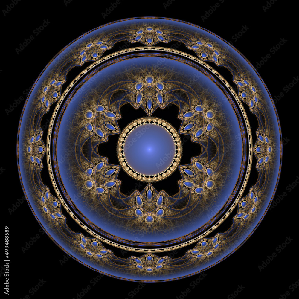 Fototapeta premium Blue round fractal ornament