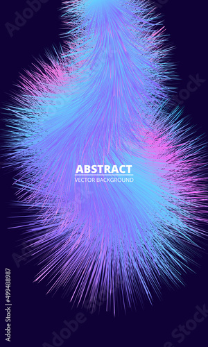 Multicolored synthetic fluffy fur on dark blue vector cover. Multicolor vertical abstract background. Synthetic colorful feather. Vector illustration
