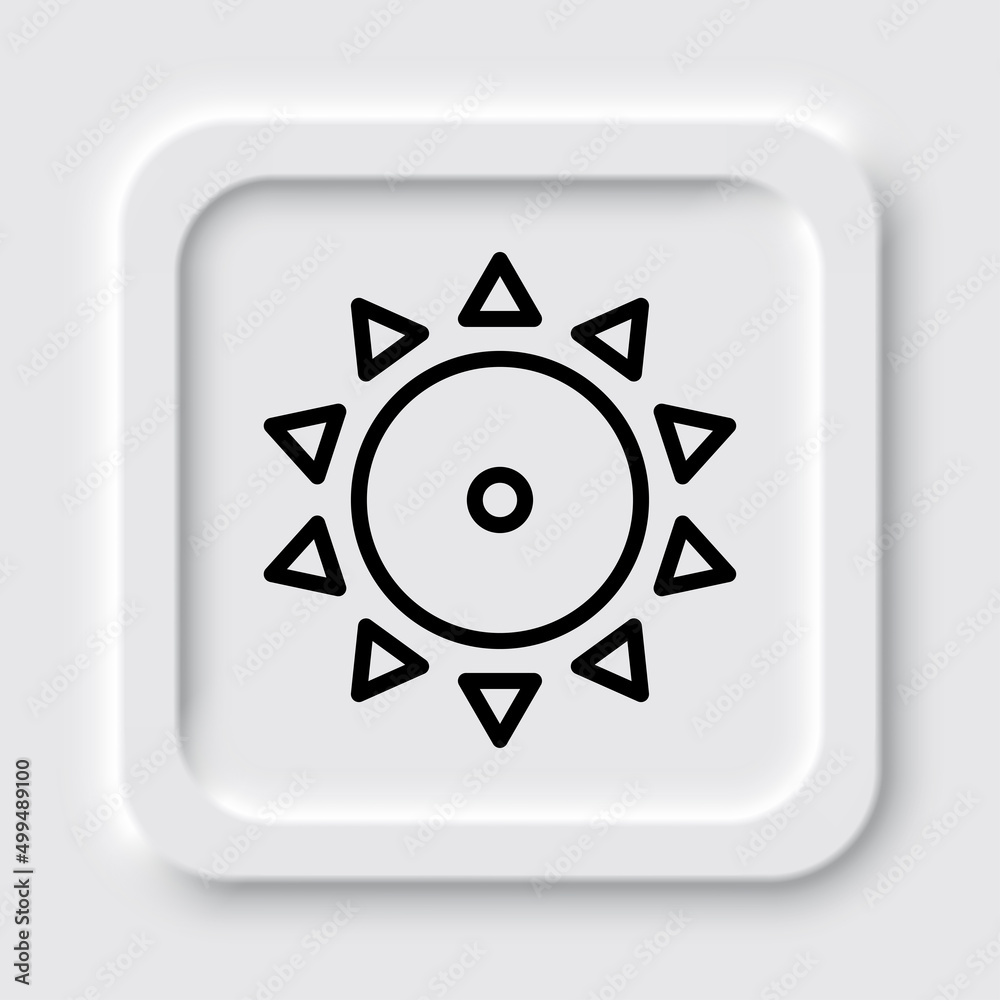 Sun simple icon. Flat design. Neumorphism design.ai Sun simple icon. Flat design. Neumorphism design.ai