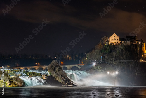 Rhinefalls, the biggest waterfalls in Europe during the night photo