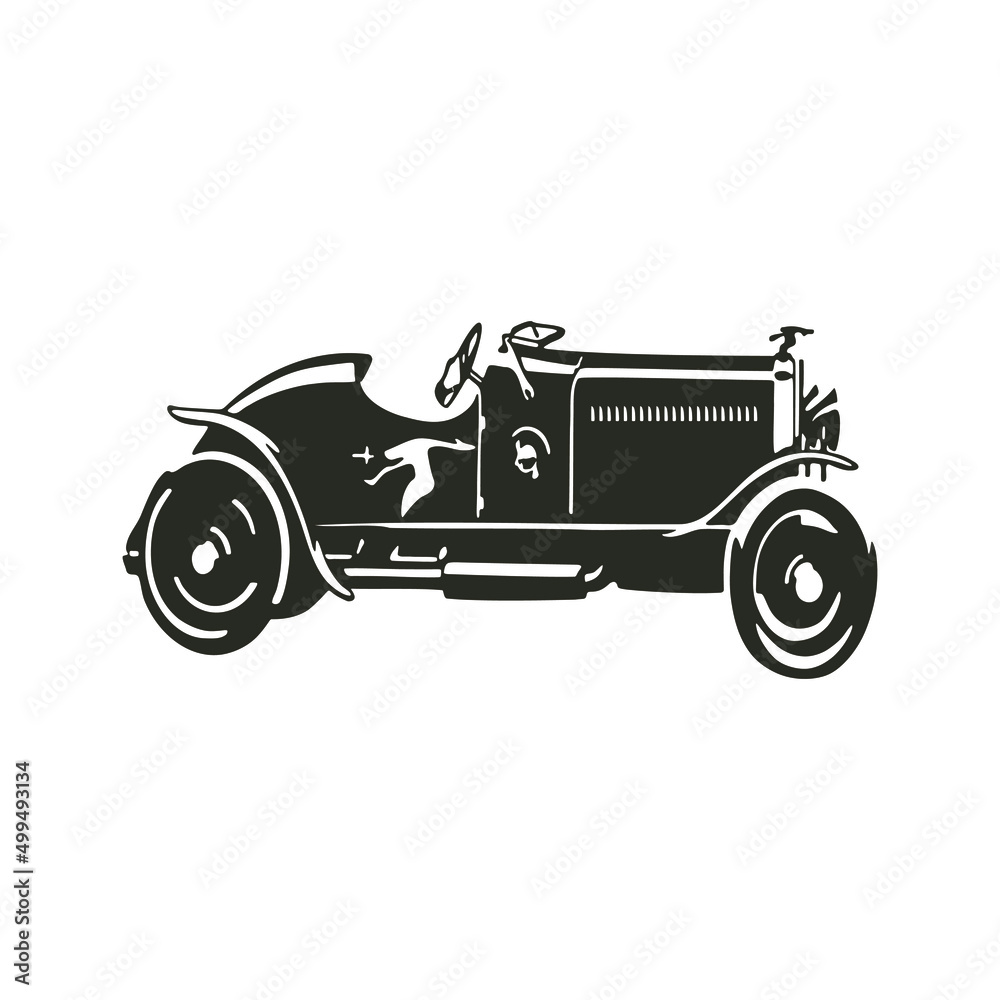 vintage car, vector hand drawn car icon with white background template