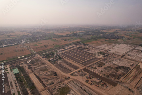 aerial view of Pakistani agricultural farms at kala shah kako photo