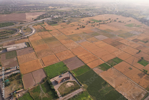 aerial view of Pakistani agricultural farms at kala shah kako photo