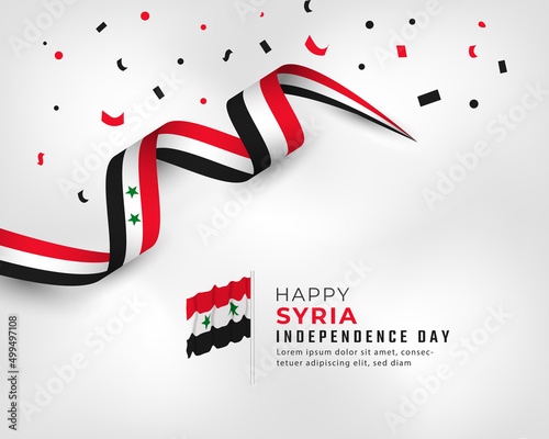 Happy Syria Independence Day April 17th Celebration Vector Design Illustration. Template for Poster, Banner, Advertising, Greeting Card or Print Design Element