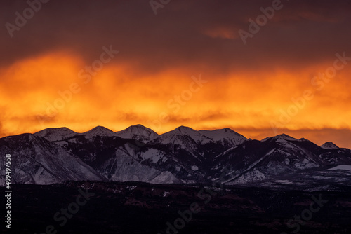 First Light Over The Snow Covered La Sal Mountains