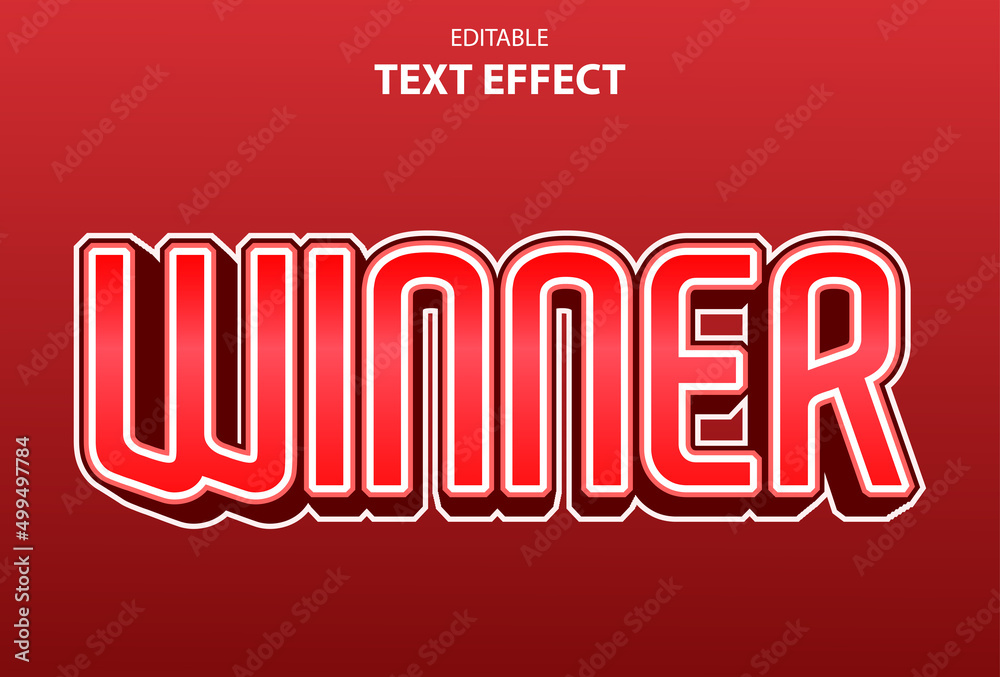 winning text effect with red gradient for logo