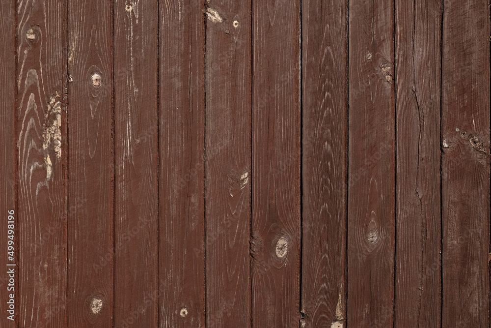 Naklejka premium Natural Brown Wooden Background. Wooden rustic background. Old boards. Copy space for your text or image. Top view. Dark brown wood boards. Blank for design and require a wood grain. Vertical.