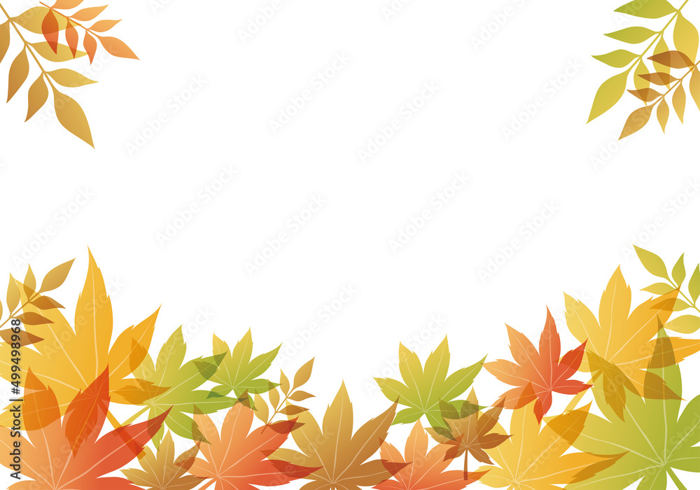 紅葉の背景フレーム（背景白）