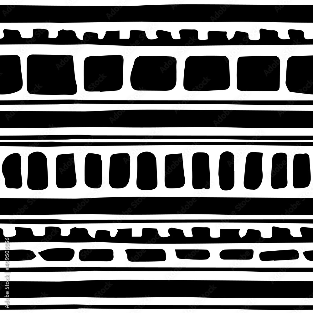 Black white monochrome seamless pattern. Vector endless print illustration for cards, wallpapers, invitations, greetings, clothes