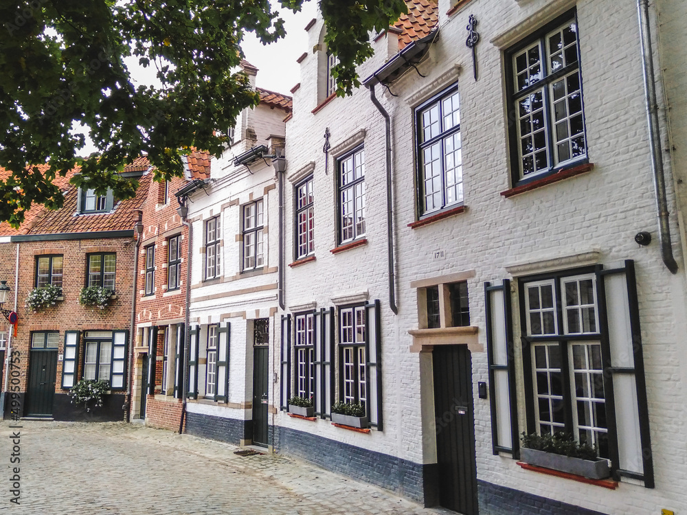Beautiful historical brick houses of Bruges town, Belgium
