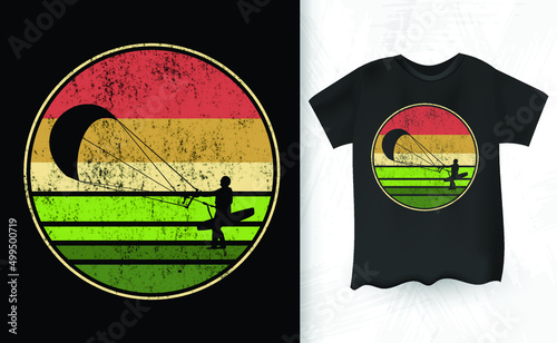 Funny Retro Vintage Lover Funny Kite Surfing Kiteboarder Kitesurf Kitesurfing T-Shirt Design