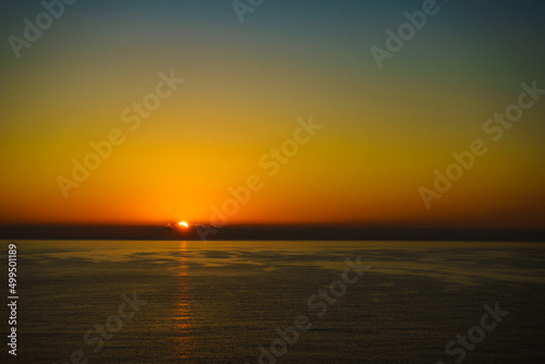 Sunrise over sea. Morning seascape.