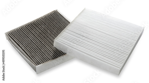 Car cabin air filter. Car air cleaning spare parts. Replace old one air filter on brand new for protect against Allergens, Pollen, Dust mites, Odors, Dirt, Soot, Bacterias, Viruses. High quality photo photo