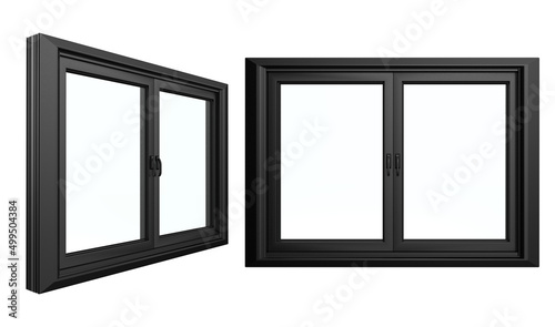 black upvc window profile frame isolated
