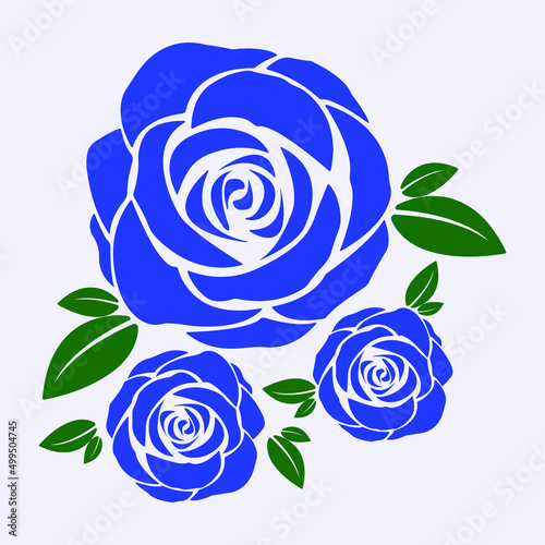 set of blue roses illustration