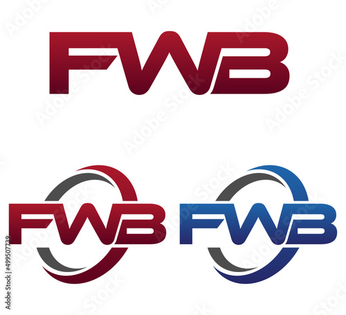 Vector Modern 3 Letters Initial logo Vector Swoosh Red Blue FWB photo