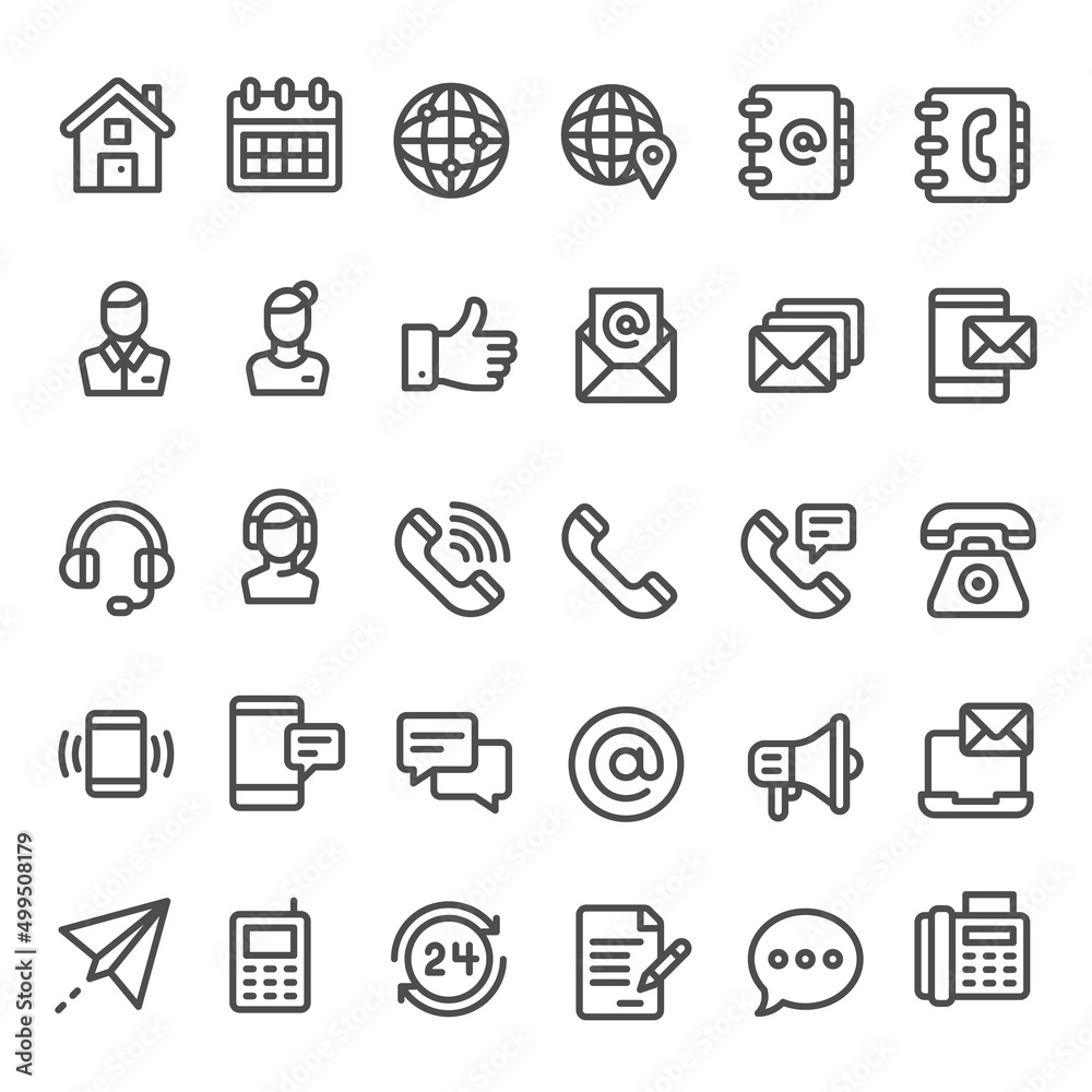 Contact Us web icons in line style. Web and mobile icon. Chat, support, message, phone. Vector illustration Contact Us web icons in line style. Web and mobile icon. Chat, support, message, phone. Vector illustration