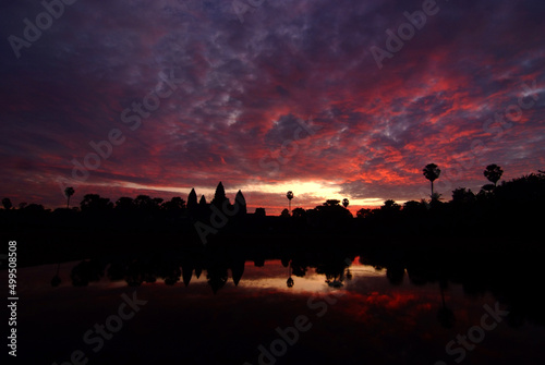 Sunrise at Angkor Wat is a Buddhist temple complex in Siem Reap, Cambodia