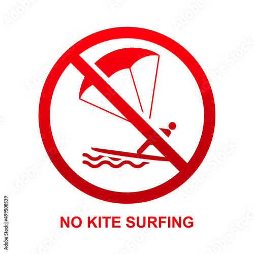 No kite surfing sign isolated on white background vector illustration.