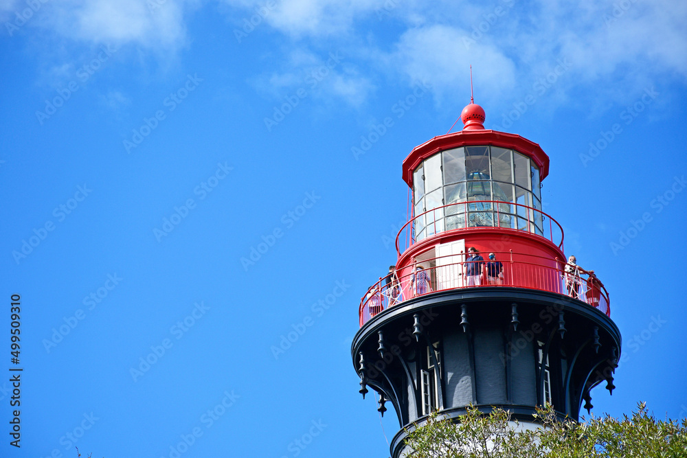 Historic St Augustine lighthouse in Florida near Anastasia Island