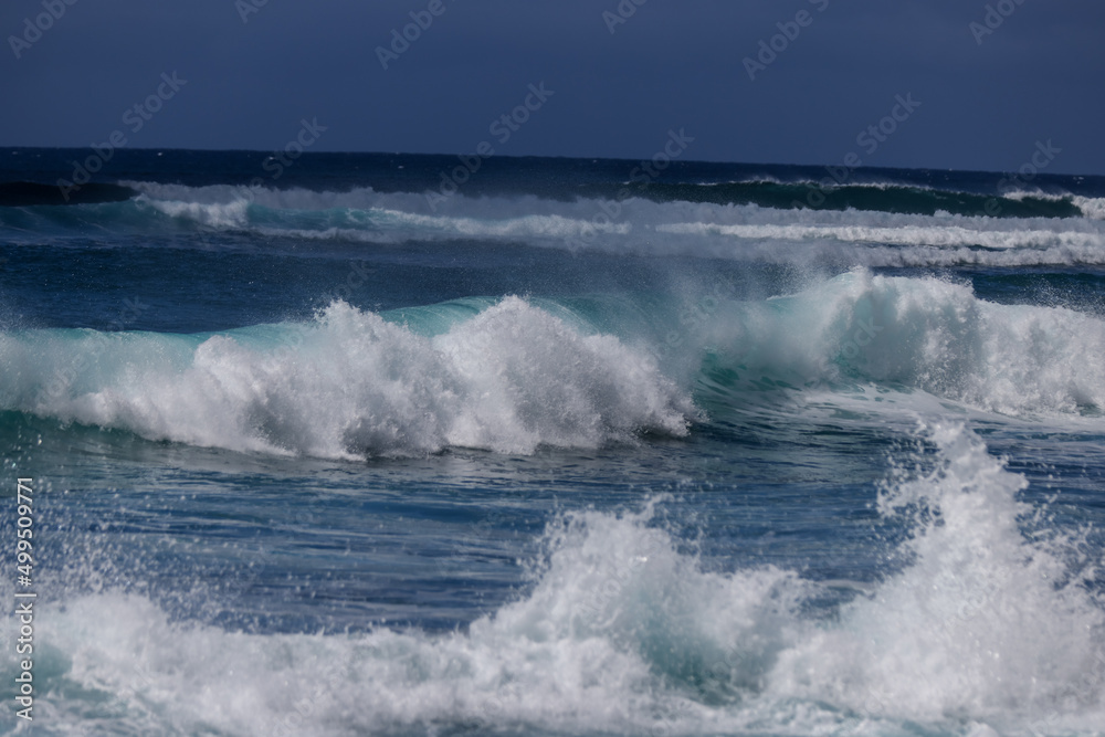 Waves and beachside scenery along Sunset Beach on the Northeast Coast of Oahu