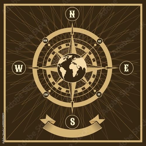 Aged nautical compass