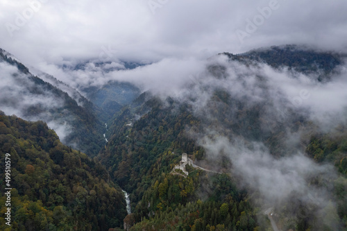 Zilkale Castle Drone Photo, Camlihemsin Rize, Turkey