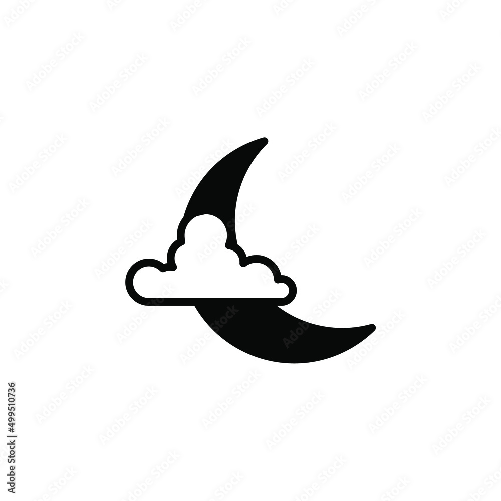 Naklejka premium Moon, Night, Moonlight, Midnight Solid Line Icon Vector Illustration Logo Template. Suitable For Many Purposes.