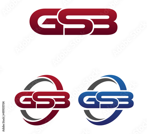 Vector Modern 3 Letters Initial logo Vector Swoosh Red Blue GSB photo