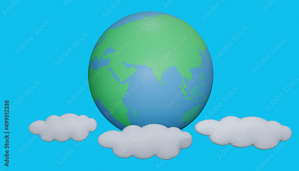 Fototapeta premium Planet Earth along with clouds for Earth day, 3d rendering.