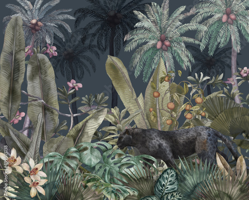 Fototapeta samoprzylepna tropikalna dżungla z panterą