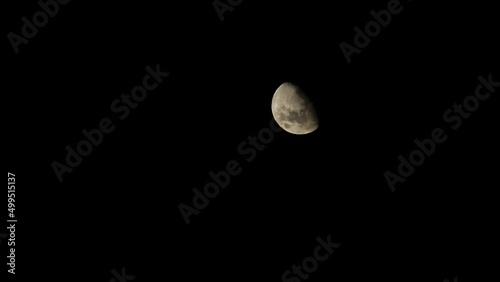 Rise moon with sunlight reflected on the dark night sky