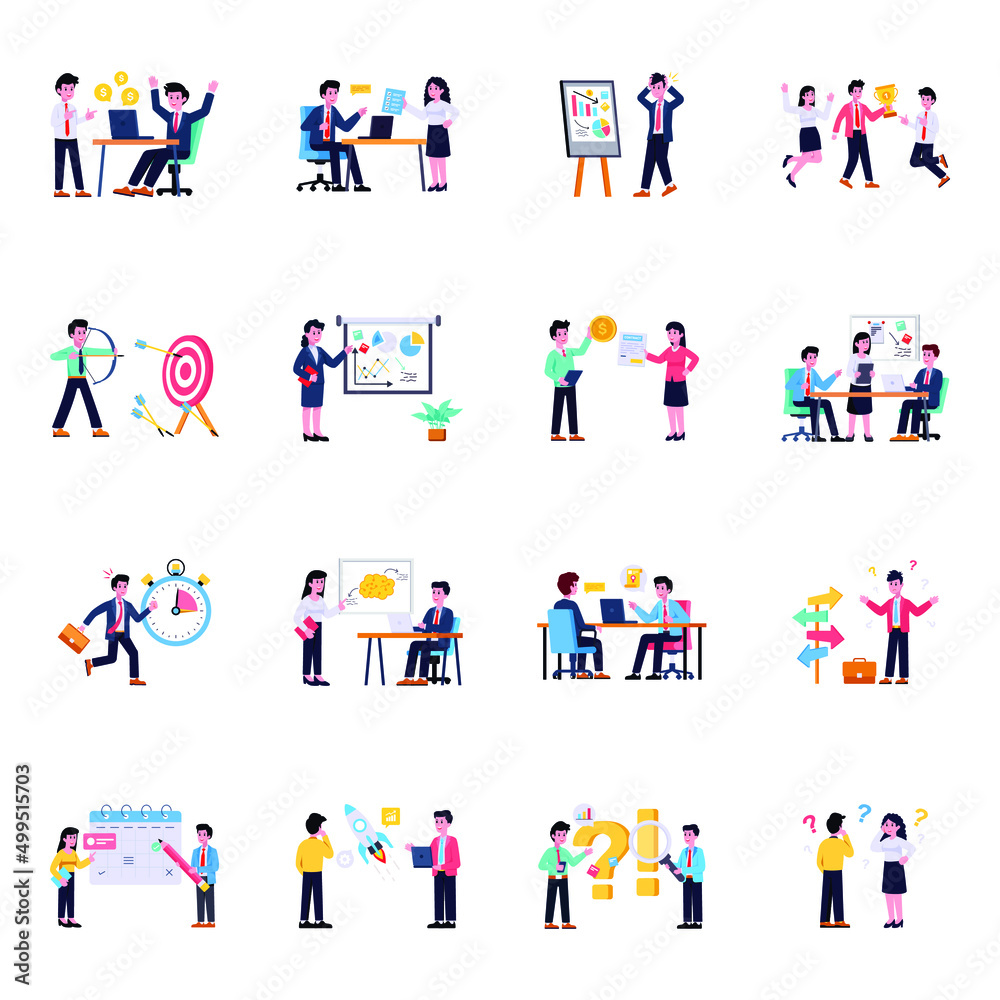 Flat Illustrations of Collaborative Work